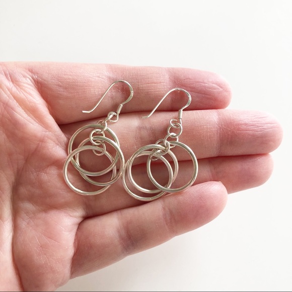 Silver Multi-Sphere Dangle Earrings - Picture 3 of 4